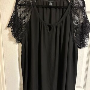 Torrid Black Lace Sleeve Top